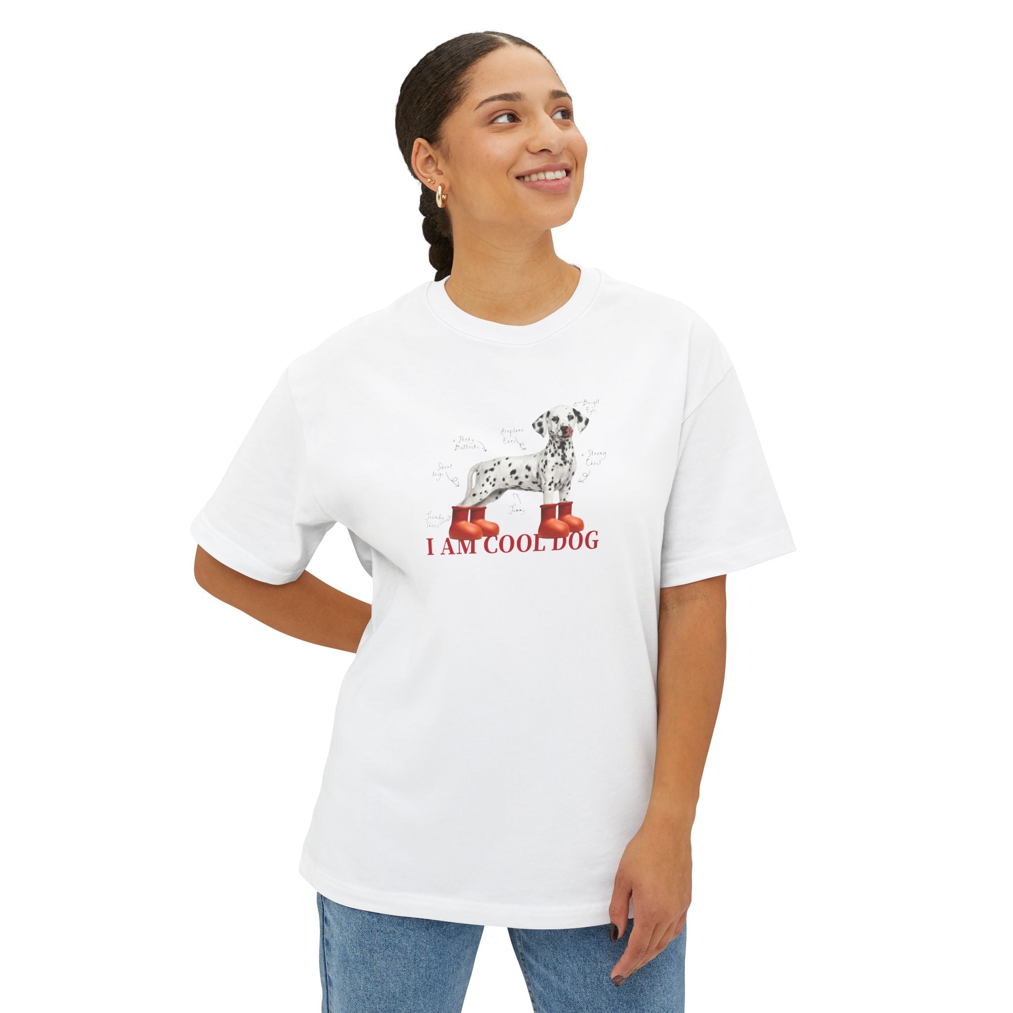 Dalmatian "I Am Cool Dog" Tee — Oversized Boxy Dog Lover Shirt