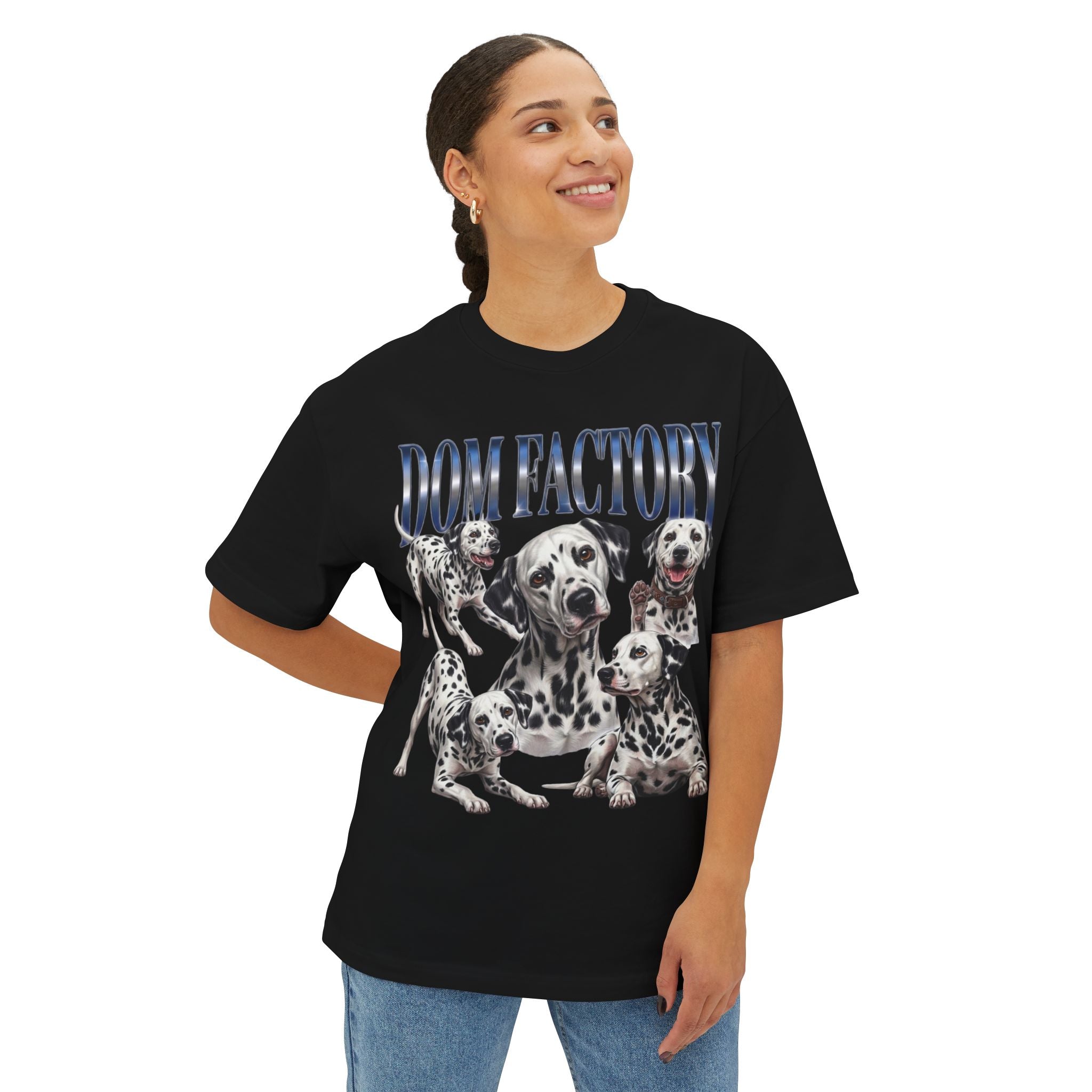 Dalmatian 'Dom Factory' Tee - Graphic Dog Lover Oversized Boxy T-Shirt