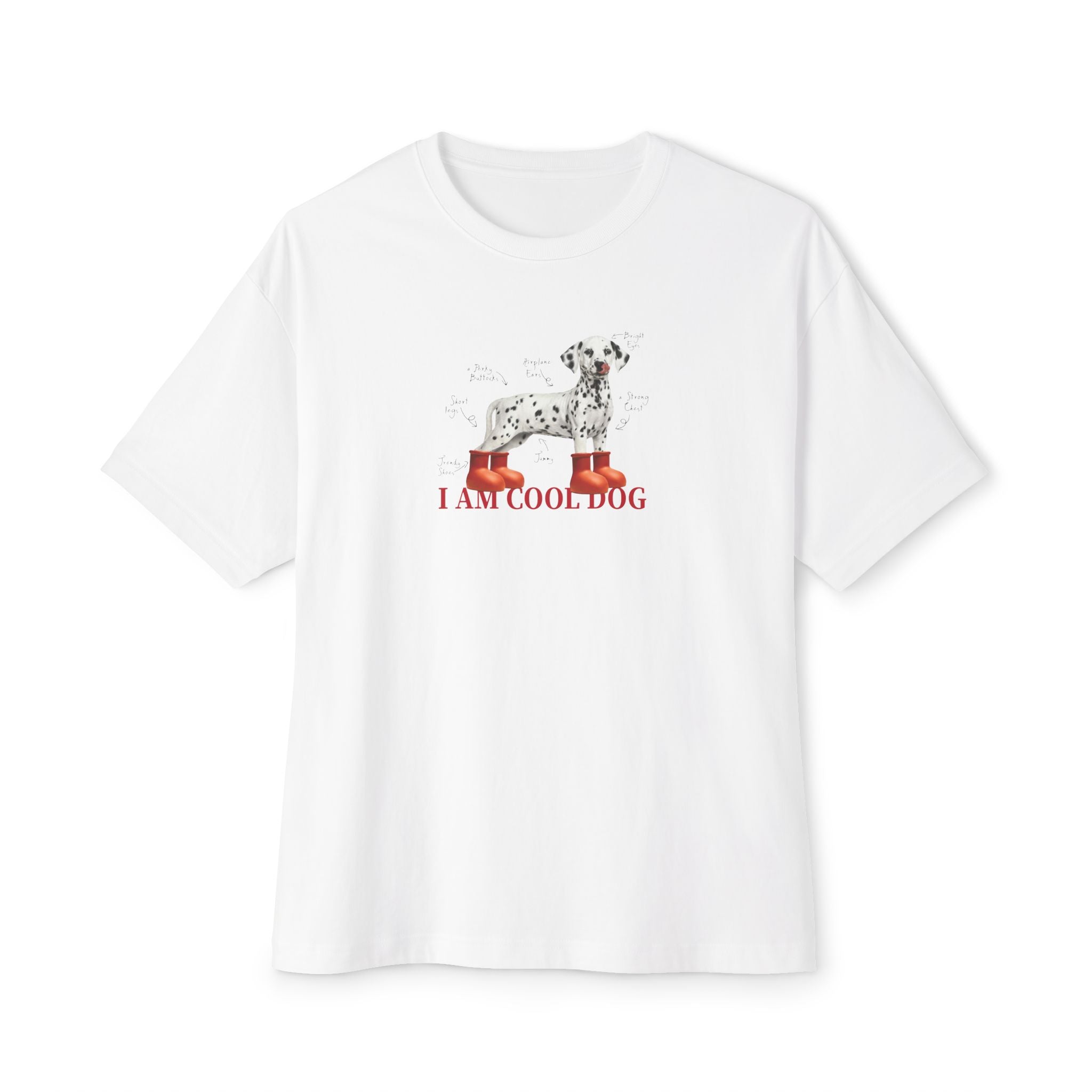 Dalmatian "I Am Cool Dog" Tee — Oversized Boxy Dog Lover Shirt
