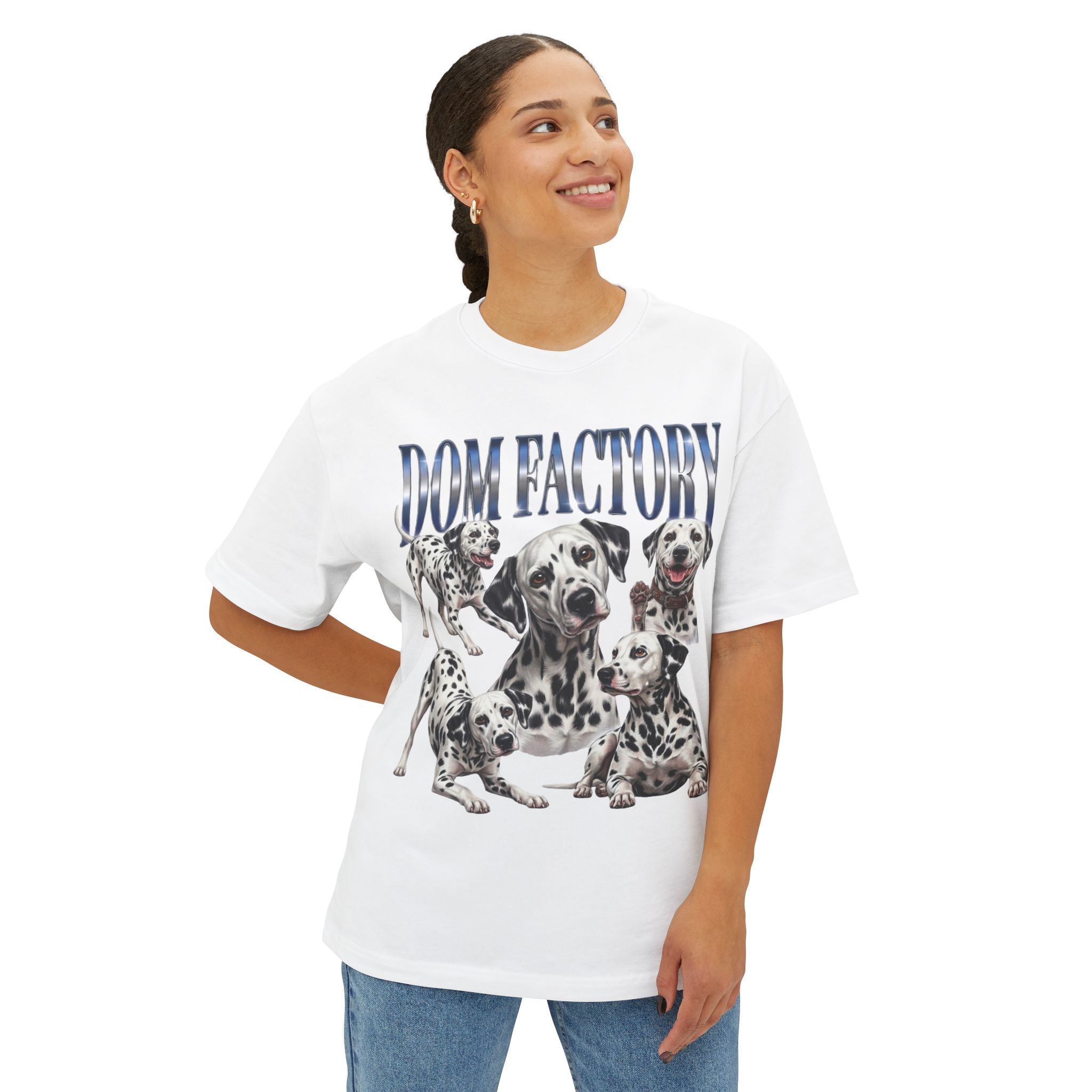 Dalmatian 'Dom Factory' Tee - Graphic Dog Lover Oversized Boxy T-Shirt