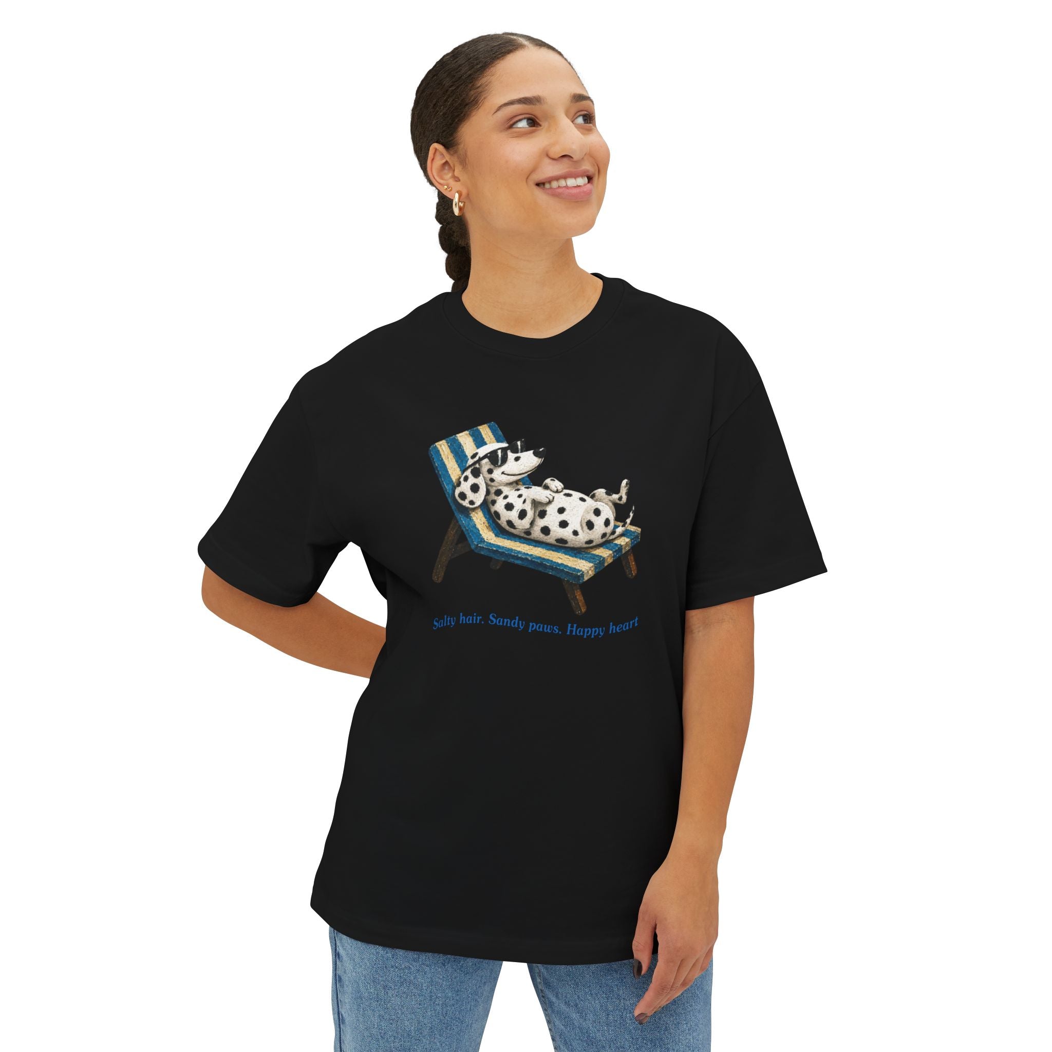 Dalmatian Lounging Tee — "Relax, Rest, Repeat" Oversized Boxy T‑Shirt