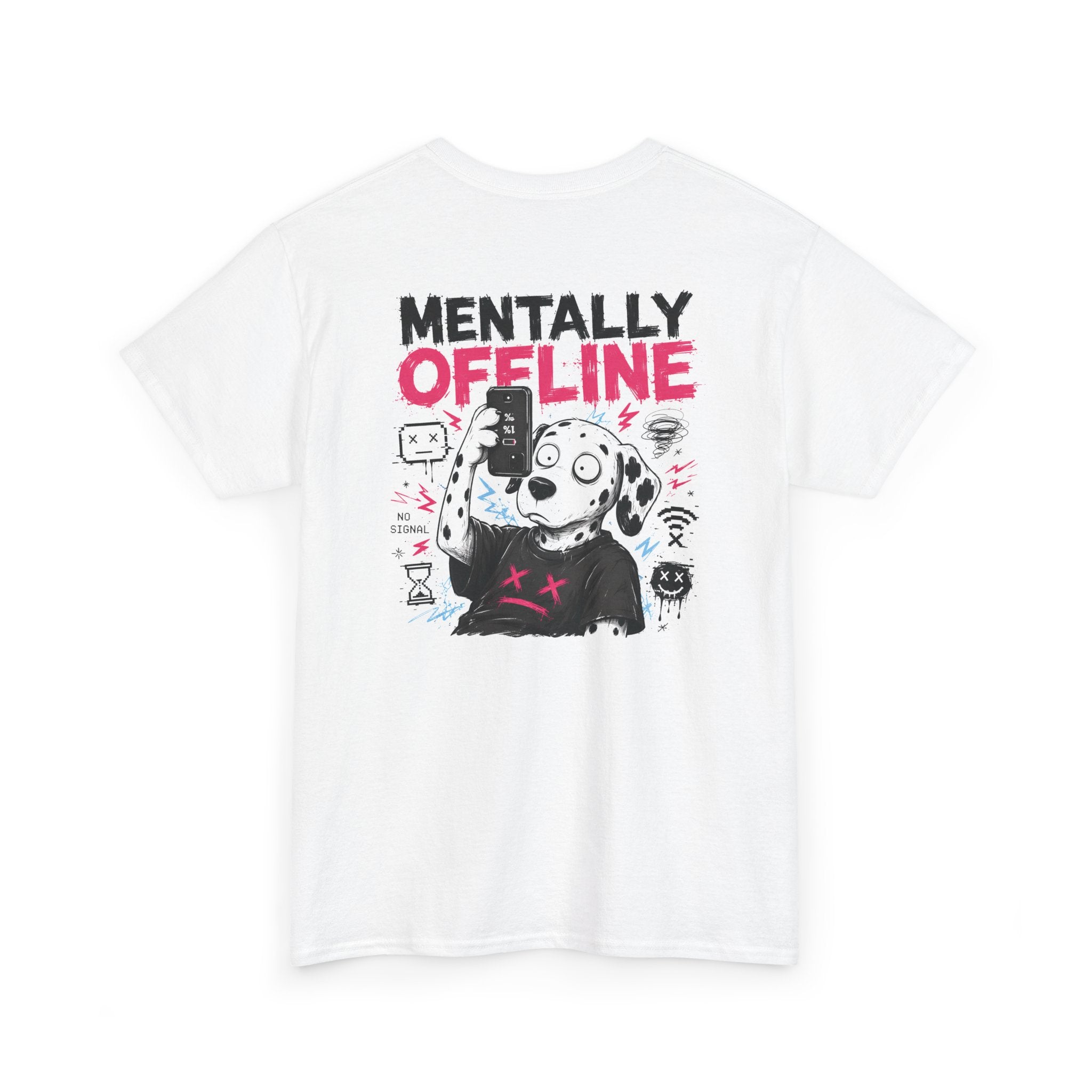 Mentally Offline T-Shirt — Funny Cartoon Dog Graphic Tee for Gamers & Introverts