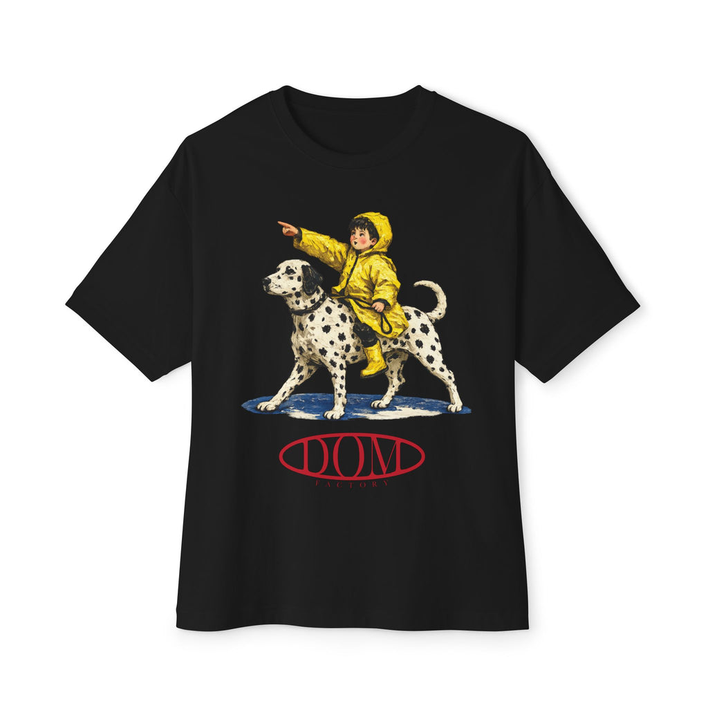 Graphic Tee — Vintage Boy Riding Dalmatian "DONA" Design