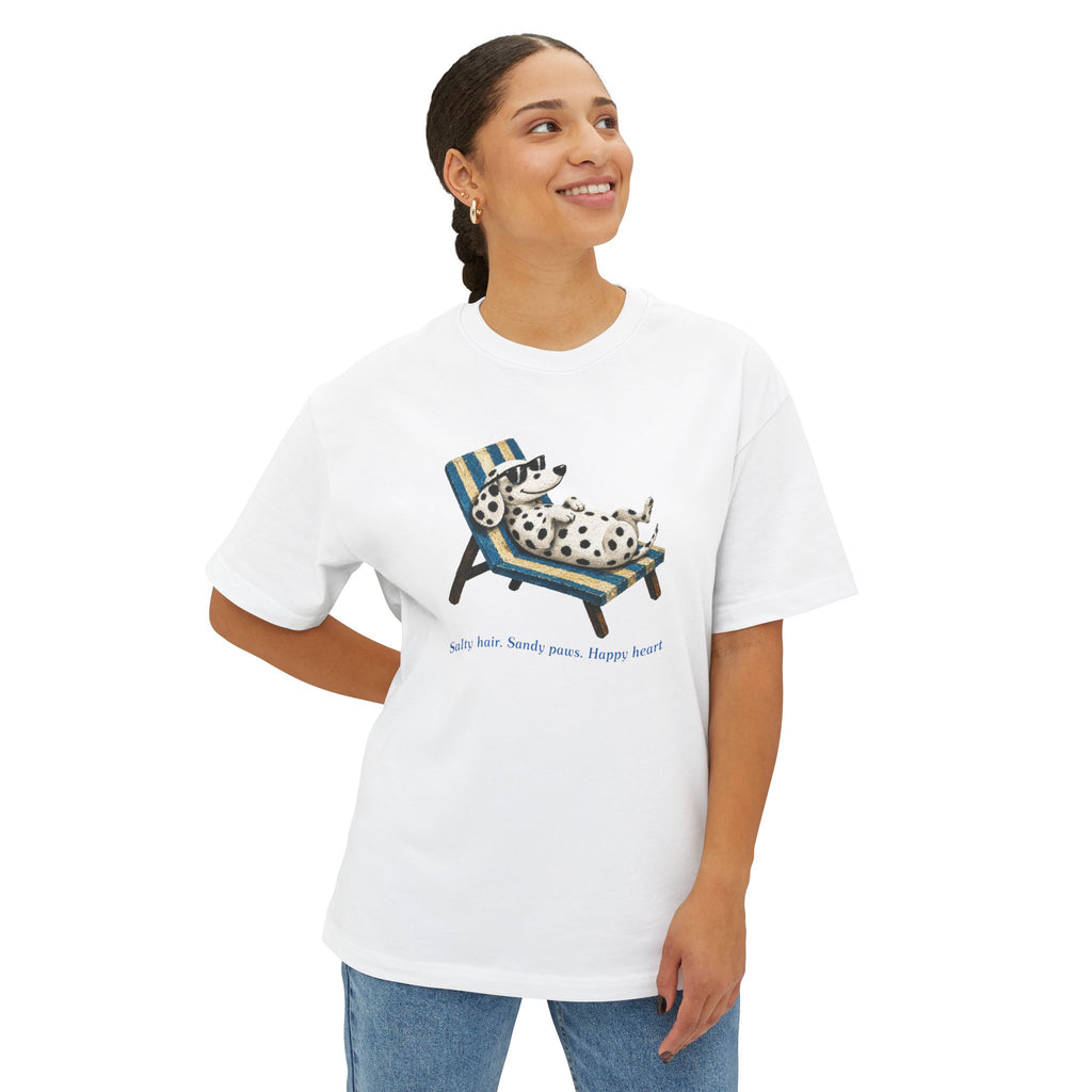 Boxy Tee — Lazy Dalmatian on Lounge Chair “Relax More Worry Less”