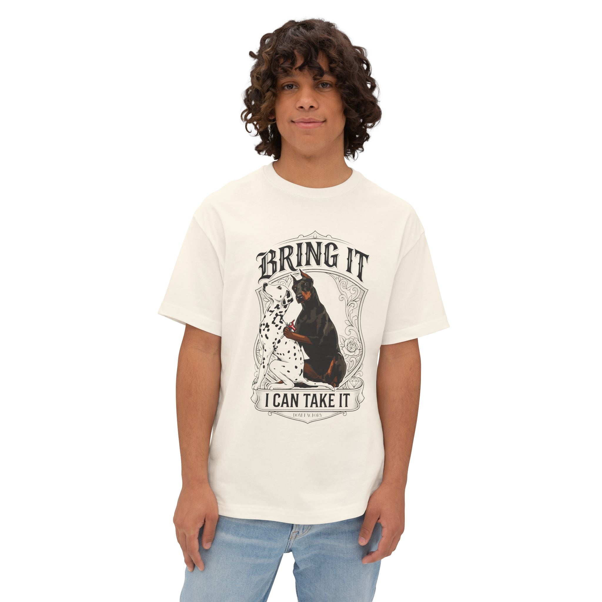 T-Shirt — "Bring It, I Can Take It" Doberman & Dalmatian Graphic Tee