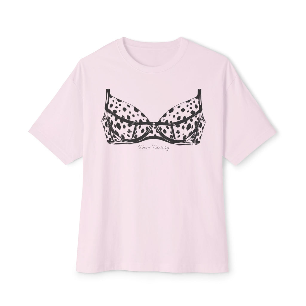 Boxy Tee with Dalmatian Print Bra Illustration – Playful Graphic Shirt