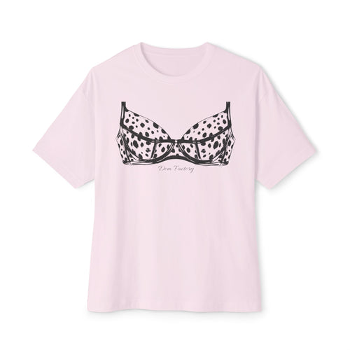 Boxy Tee with Dalmatian Print Bra Illustration – Playful Graphic Shirt