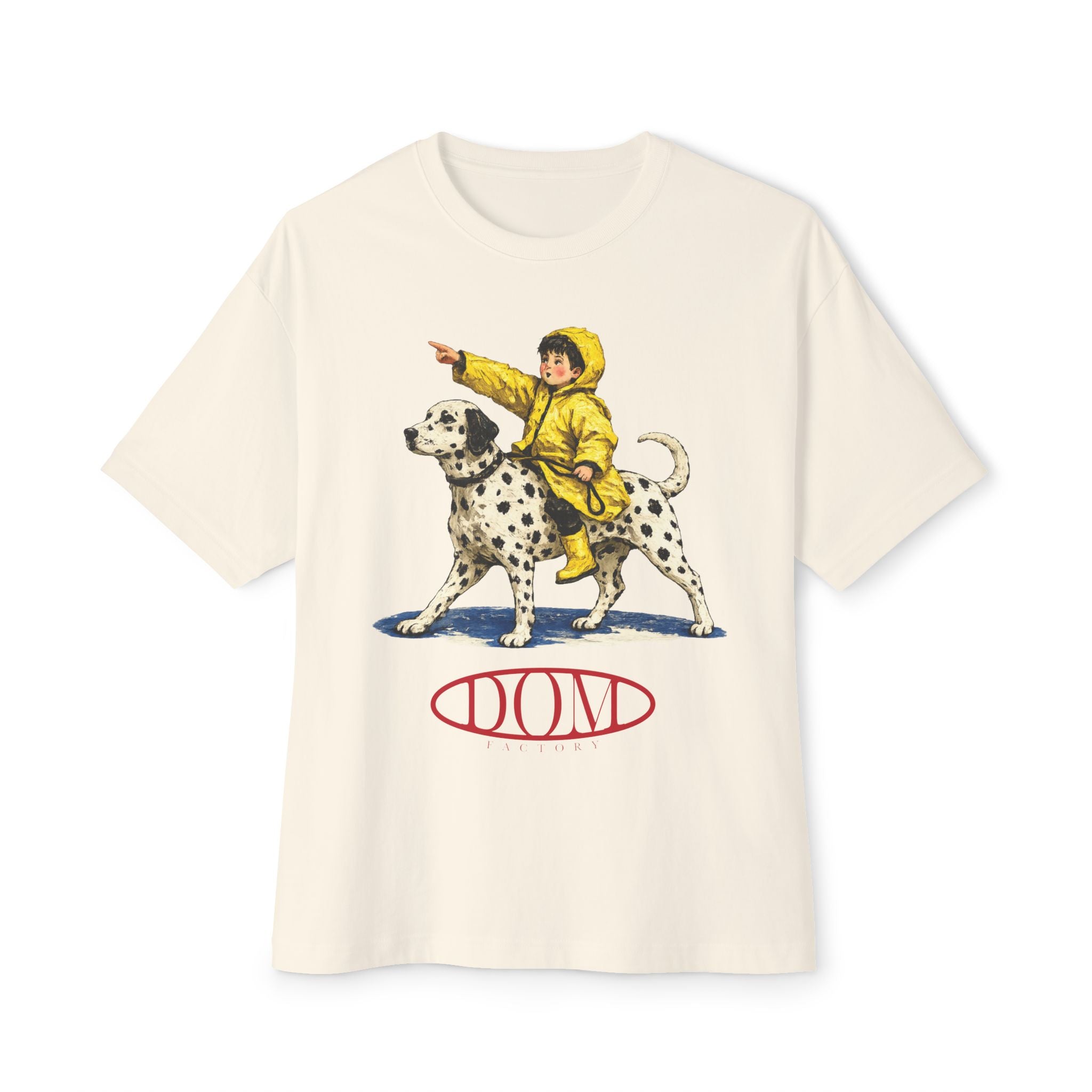 Graphic Tee — Vintage Boy Riding Dalmatian "DONA" Design