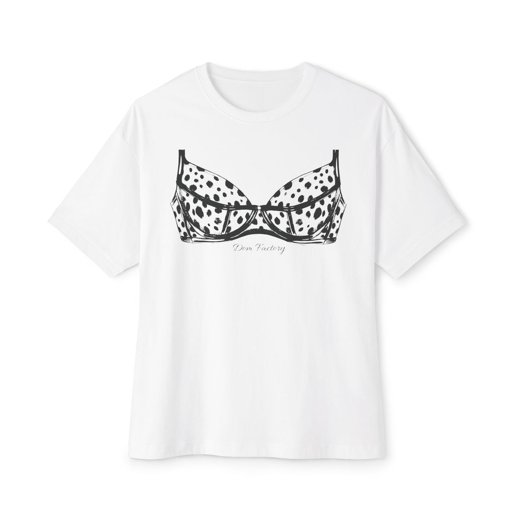 Boxy Tee with Dalmatian Print Bra Illustration – Playful Graphic Shirt
