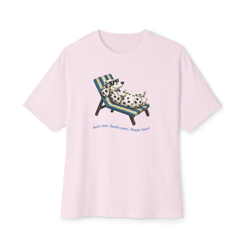 Boxy Tee — Lazy Dalmatian on Lounge Chair “Relax More Worry Less”