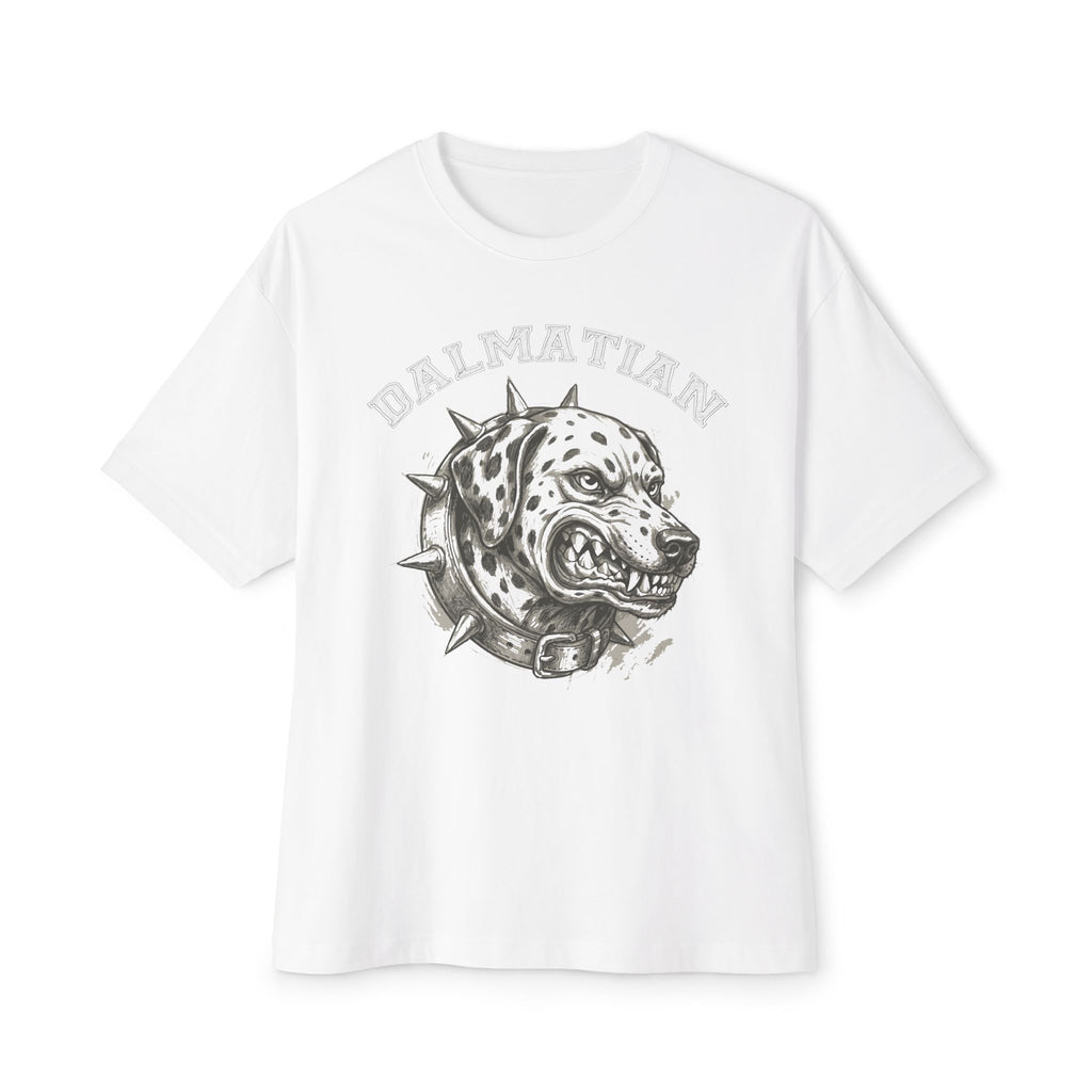 Dalmatian Bulldog Graphic Tee – Spiked Collar Punk Dog Oversized Shirt