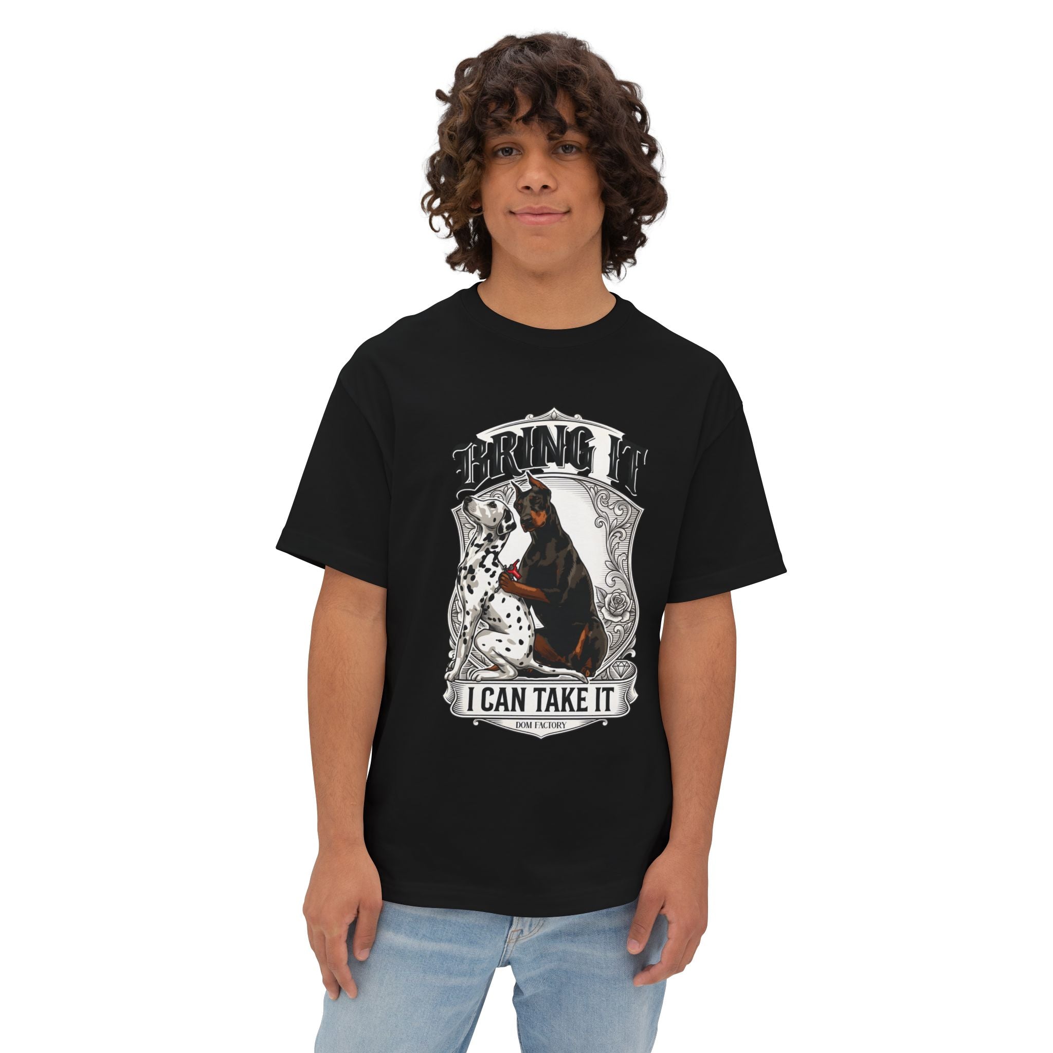 T-Shirt — "Bring It, I Can Take It" Doberman & Dalmatian Graphic Tee