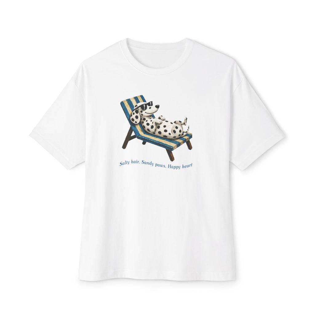 Boxy Tee — Lazy Dalmatian on Lounge Chair “Relax More Worry Less”