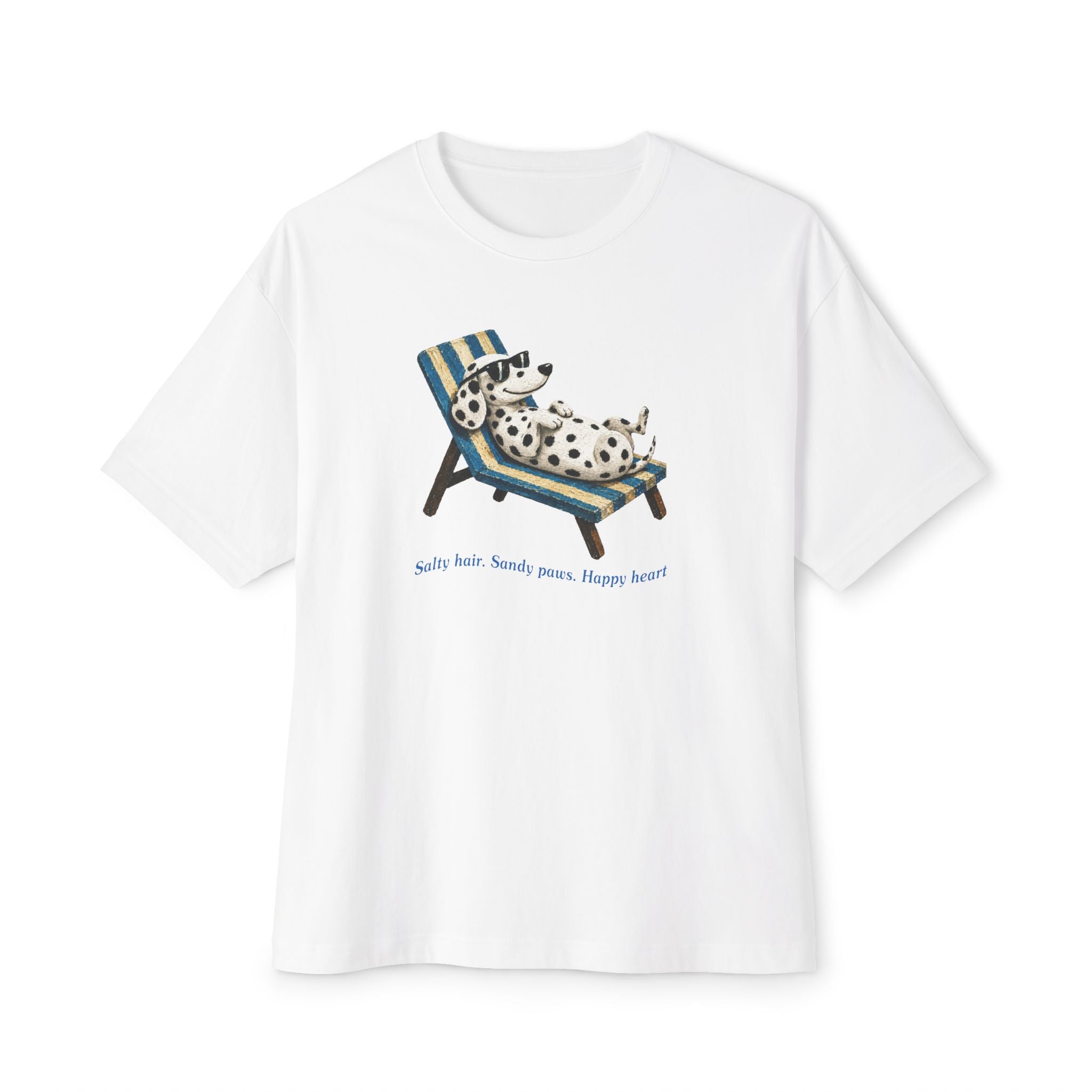 Boxy Tee — Lazy Dalmatian on Lounge Chair “Relax More Worry Less”
