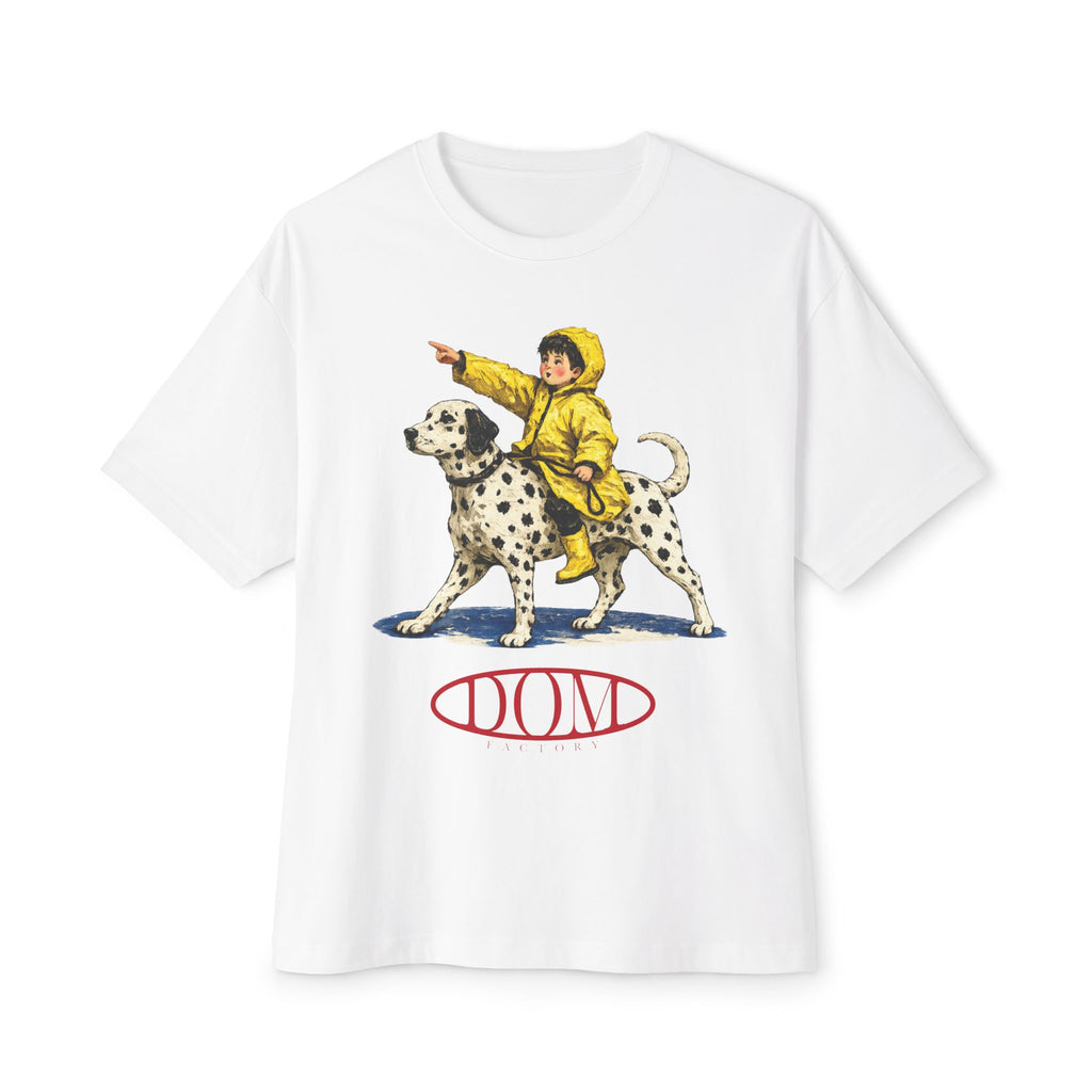 Graphic Tee — Vintage Boy Riding Dalmatian "DONA" Design